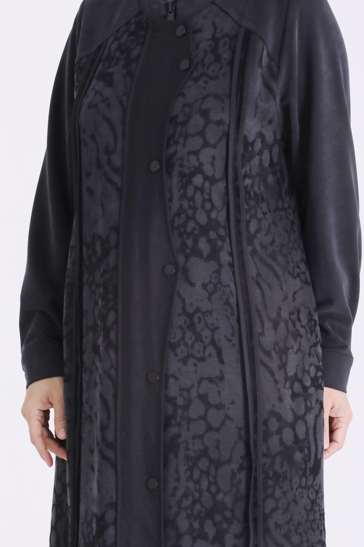Qupra Detaylı Ferace-LYN04707 Siyah