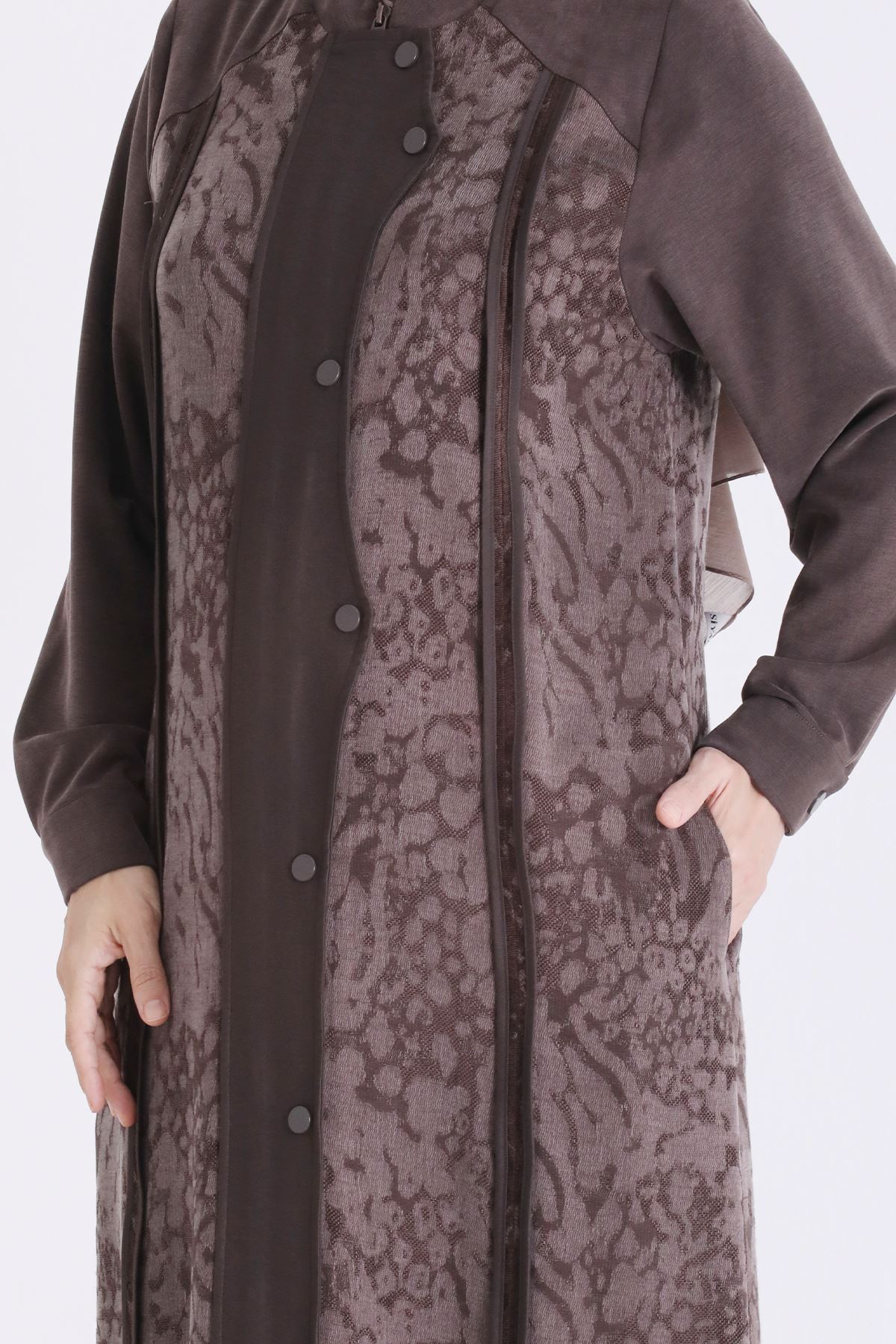 Qupra Detaylı Ferace-LYN04707 Kahve