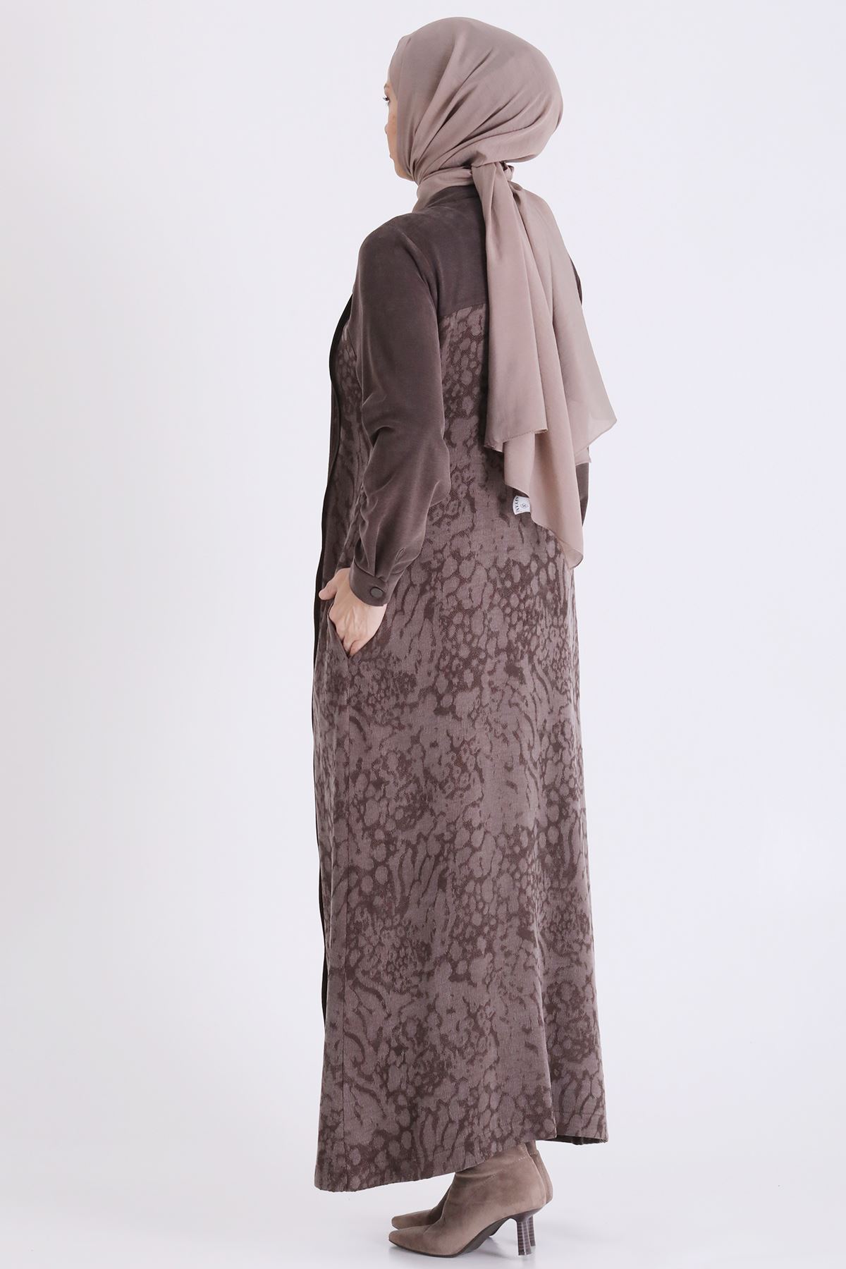 Qupra Detaylı Ferace-LYN04707 Kahve