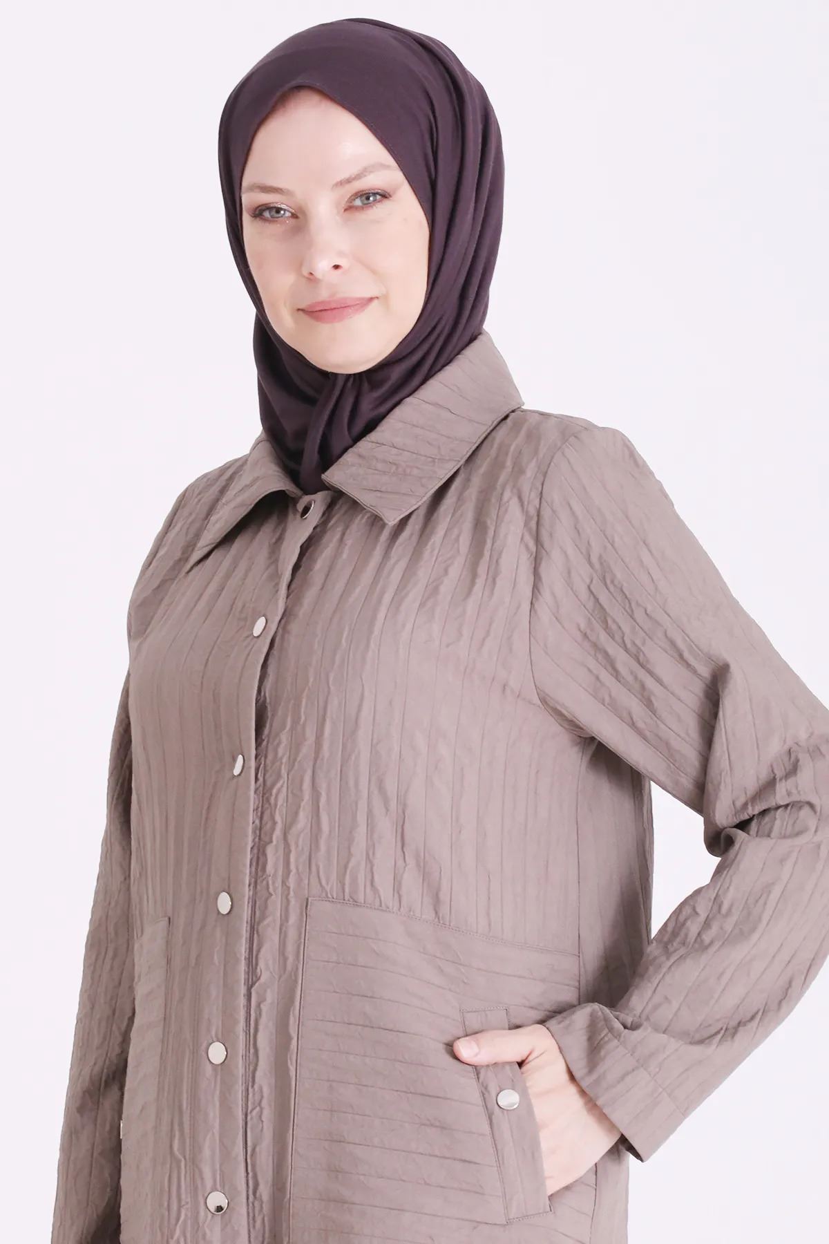 Behrem Çıtçıtlı Kapitone Ferace-LYN04712 Vizon