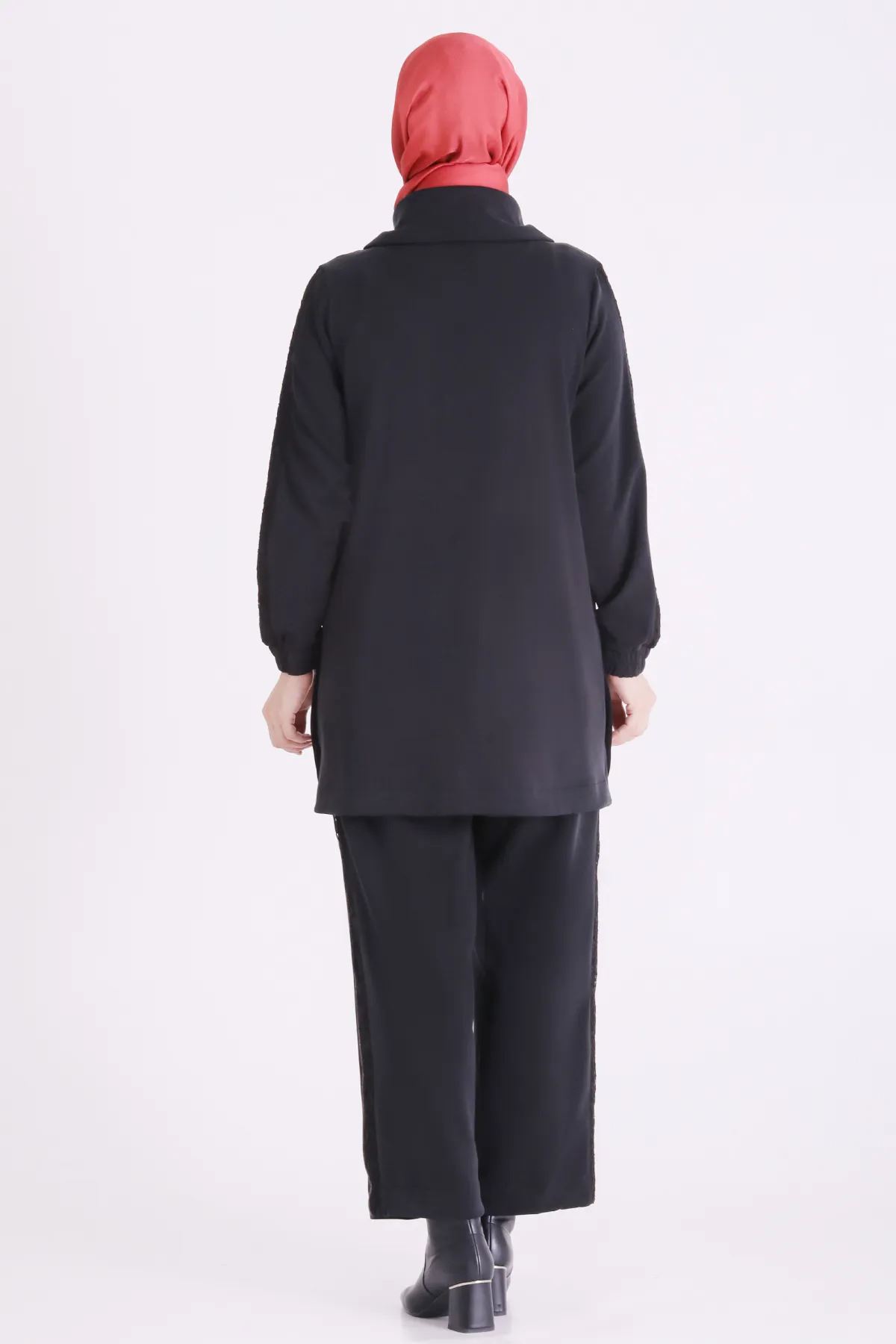 Behrem Güpür Detaylı Takım-LYN04716 Siyah