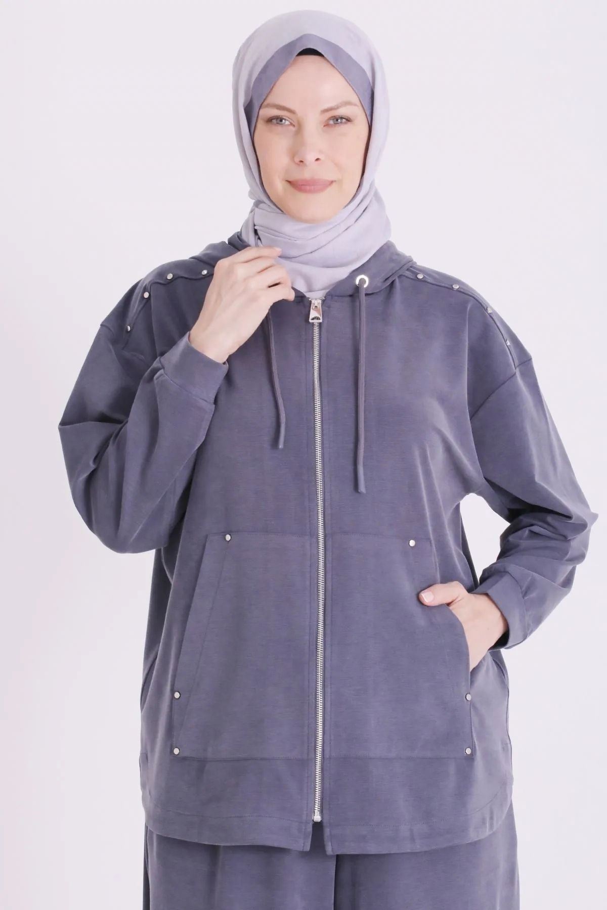 V3563 Bhrm Zımba Detaylı Takım-LYN04718 Lacivert
