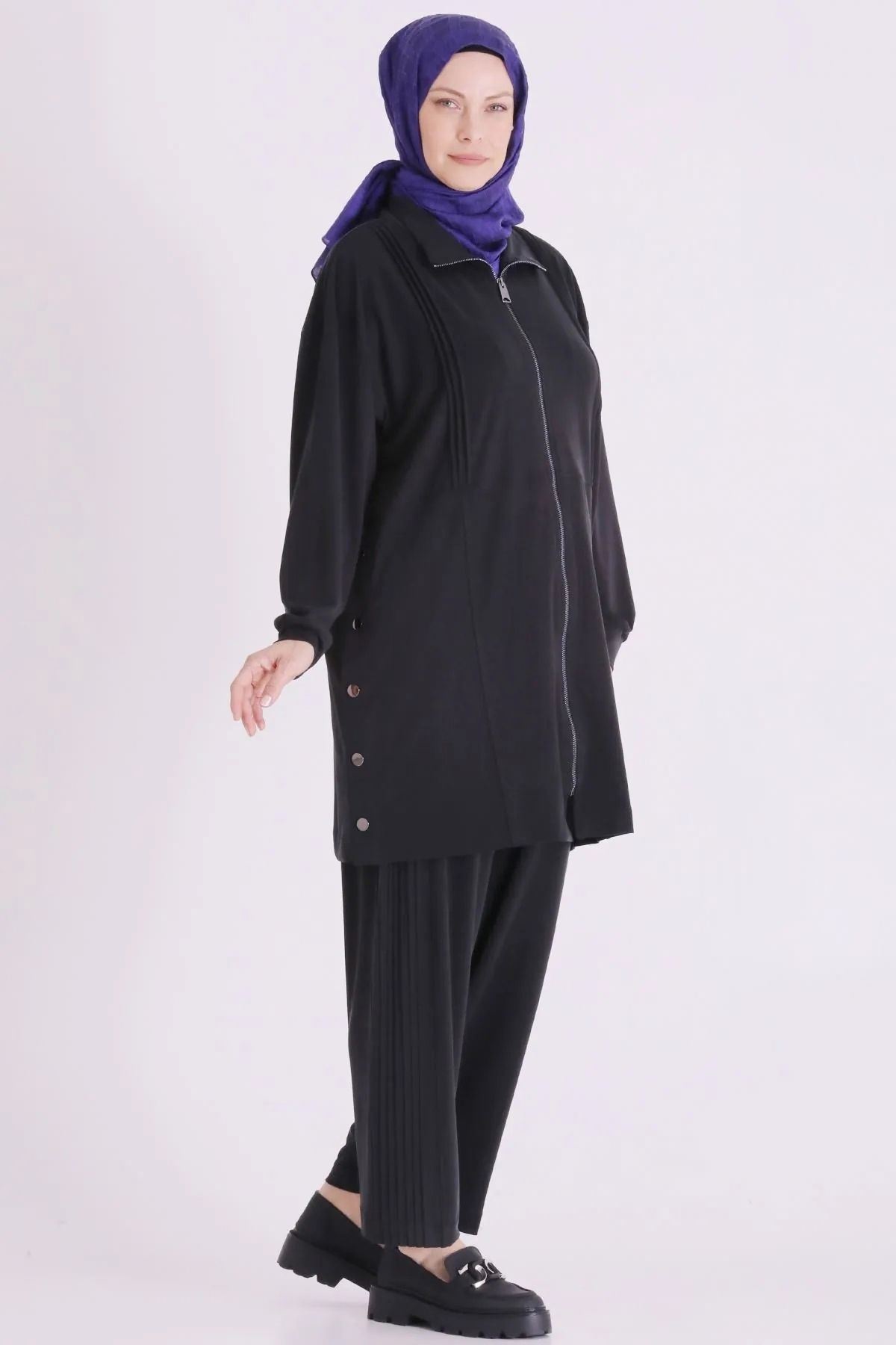 Behrem Nervür Detaylı Takım-LYN04720 Siyah