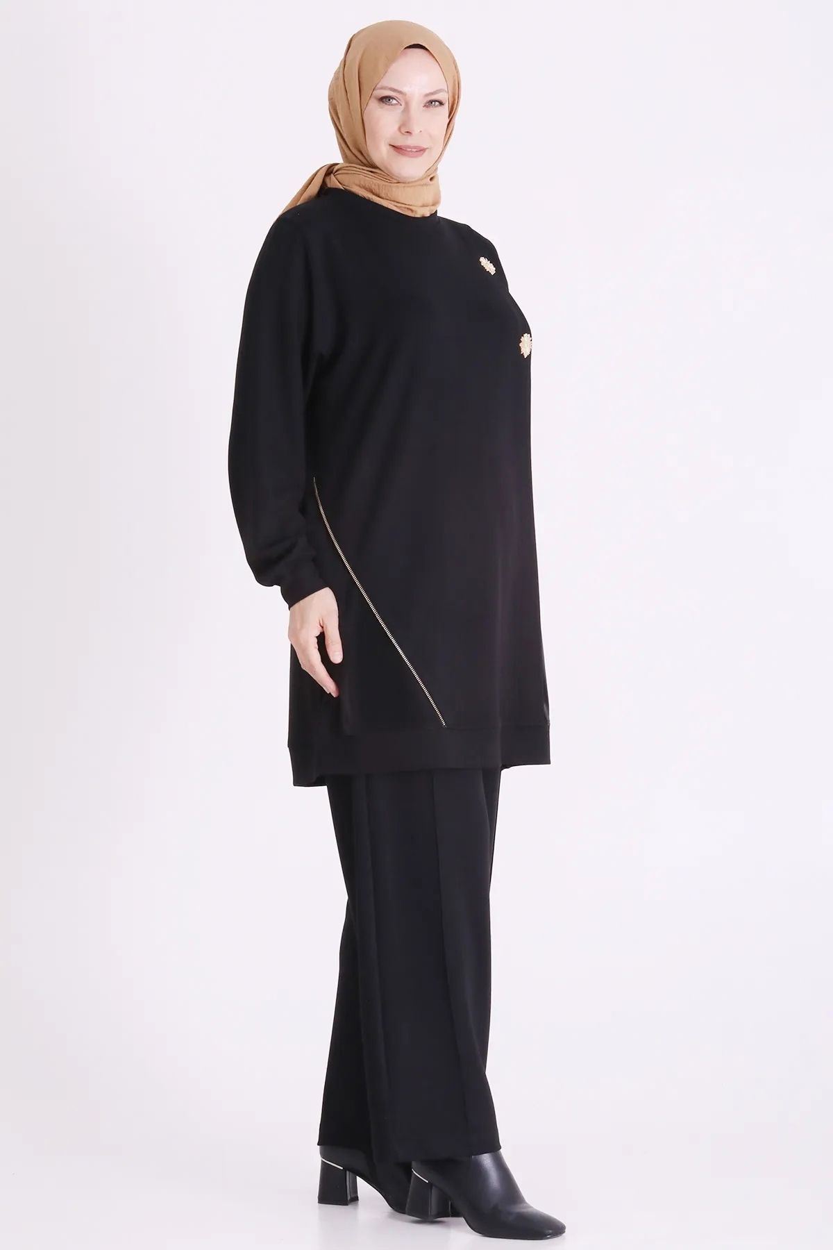 Behrem Deri Detaylı Takım-LYN04721 Siyah