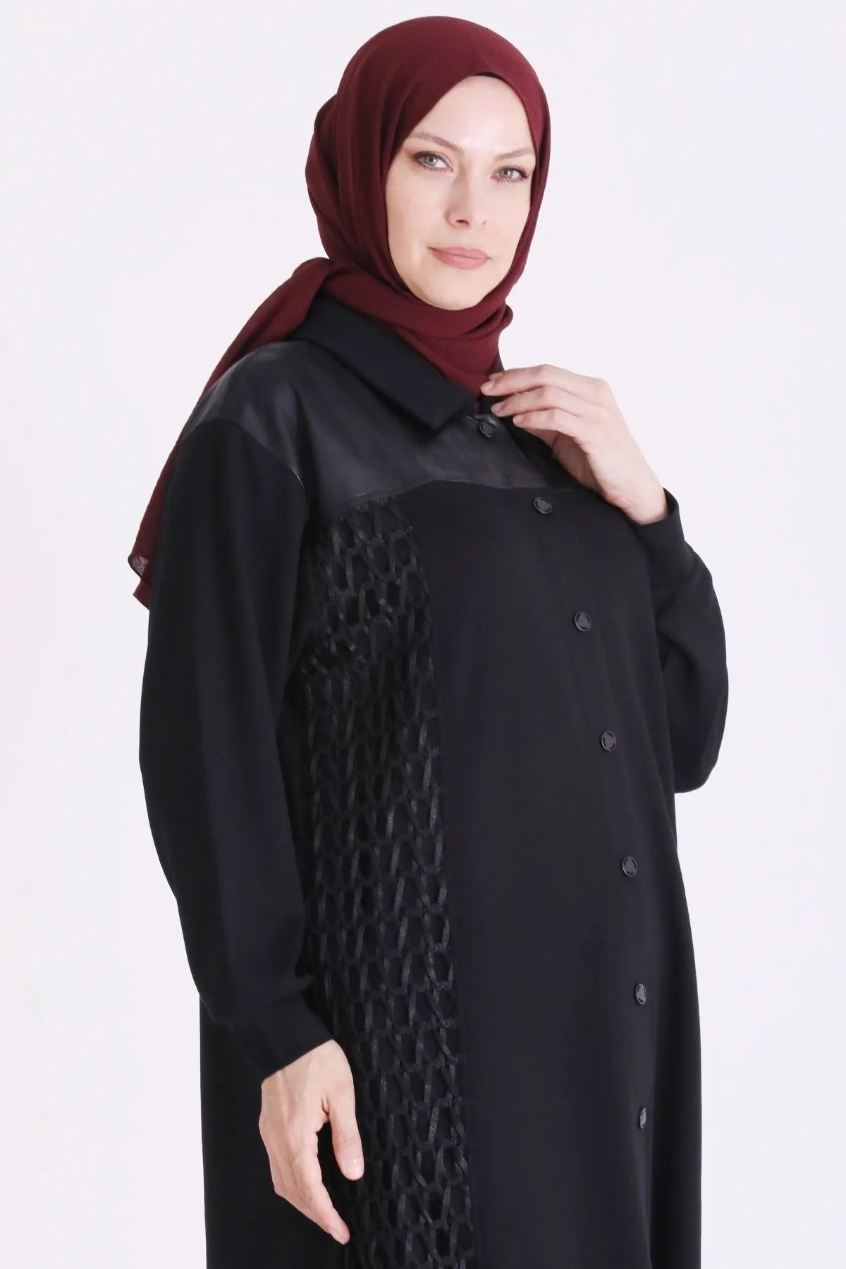 Behrem Deri Ve File Detaylı Takım-LYN04722 Siyah
