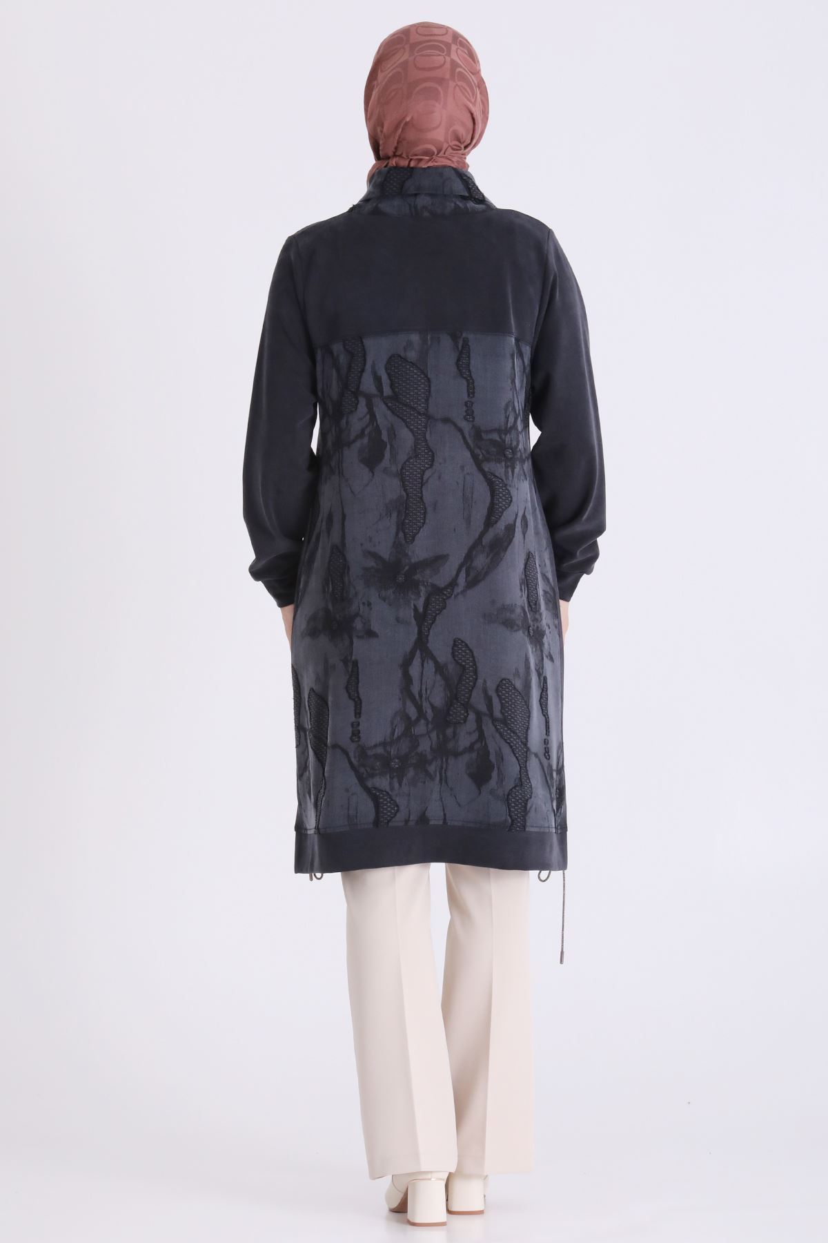Behrem Qupra Detaylı Tunik-LYN04726 Siyah