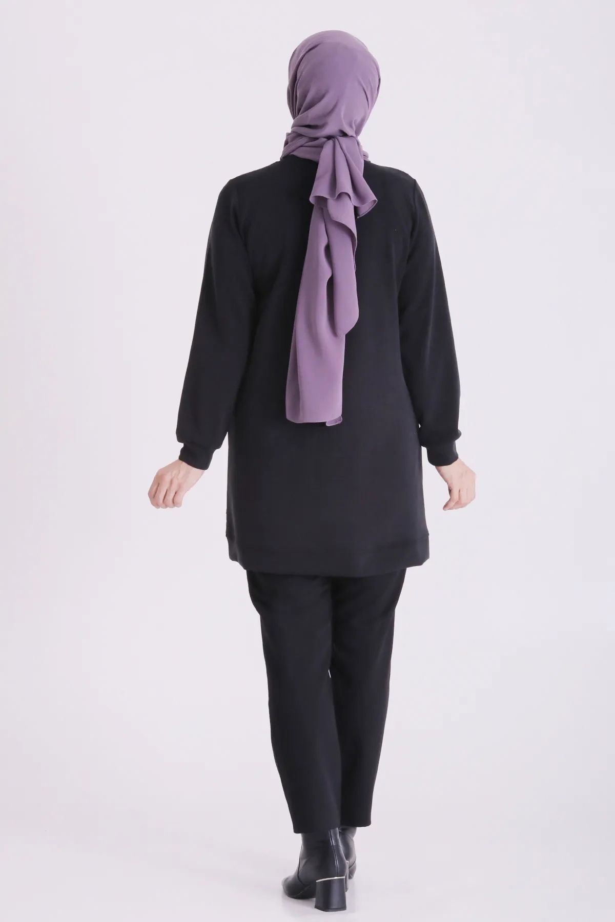 Behrem Güpür Detaylı Tunik-LYN04727 Siyah