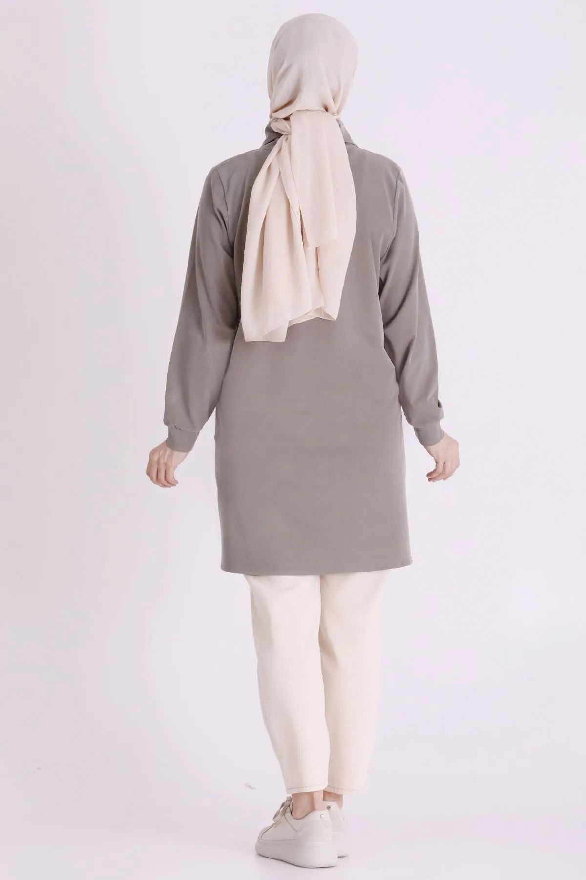 Behrem Yakası Çıtçıtlı Tunik-LYN04729 Çağla