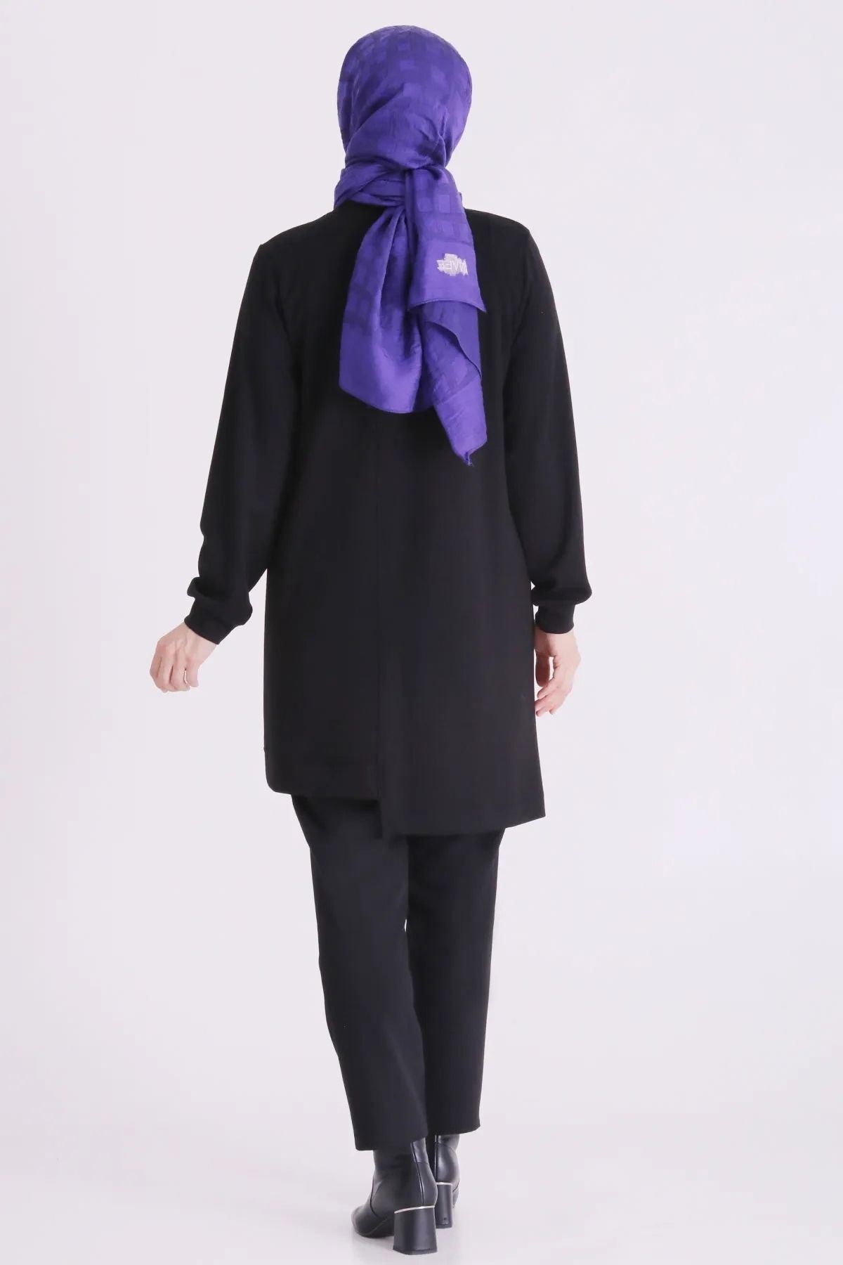 Behrem Deri Detaylı Tunik-LYN04731 Siyah