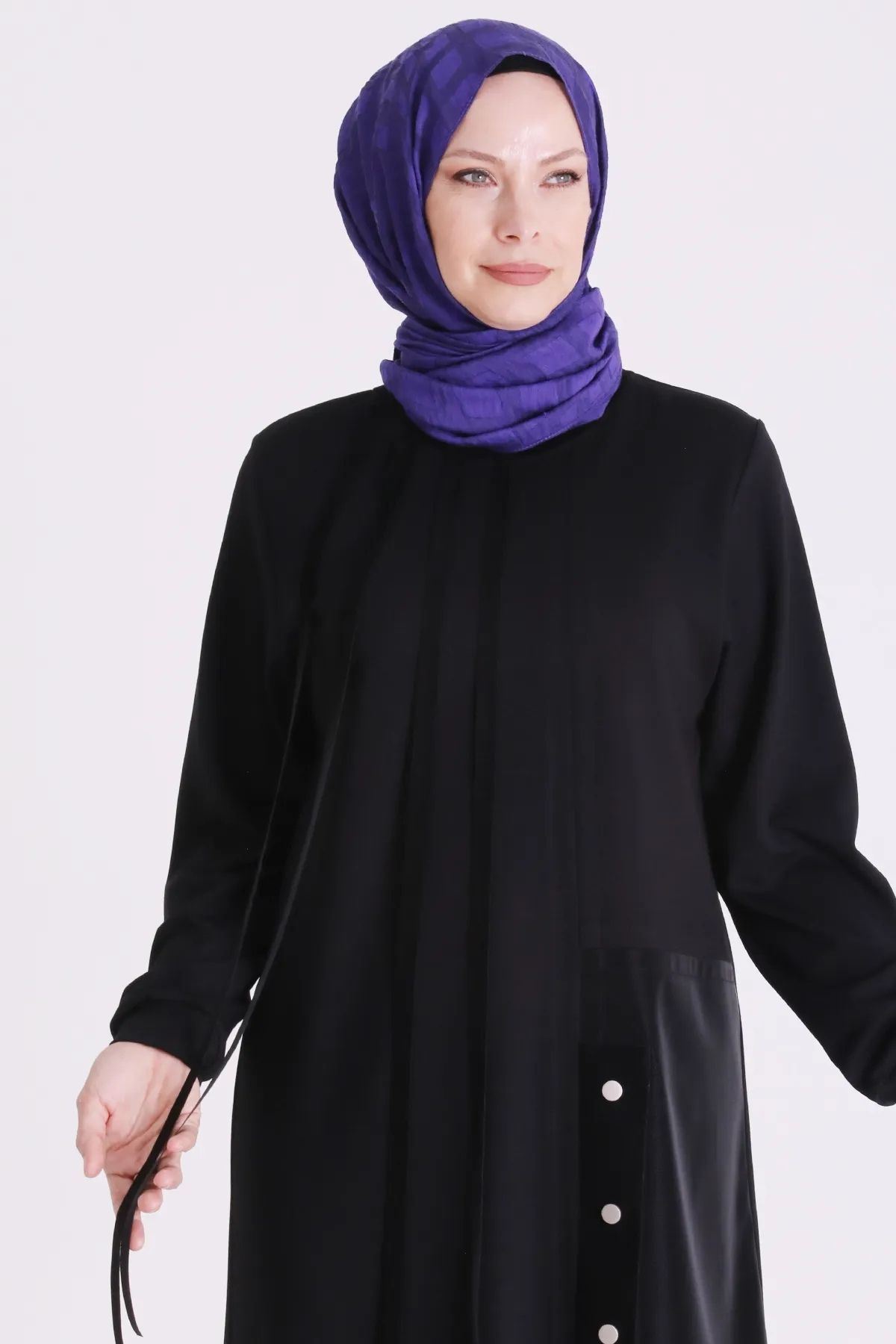 Behrem Deri Detaylı Tunik-LYN04731 Siyah