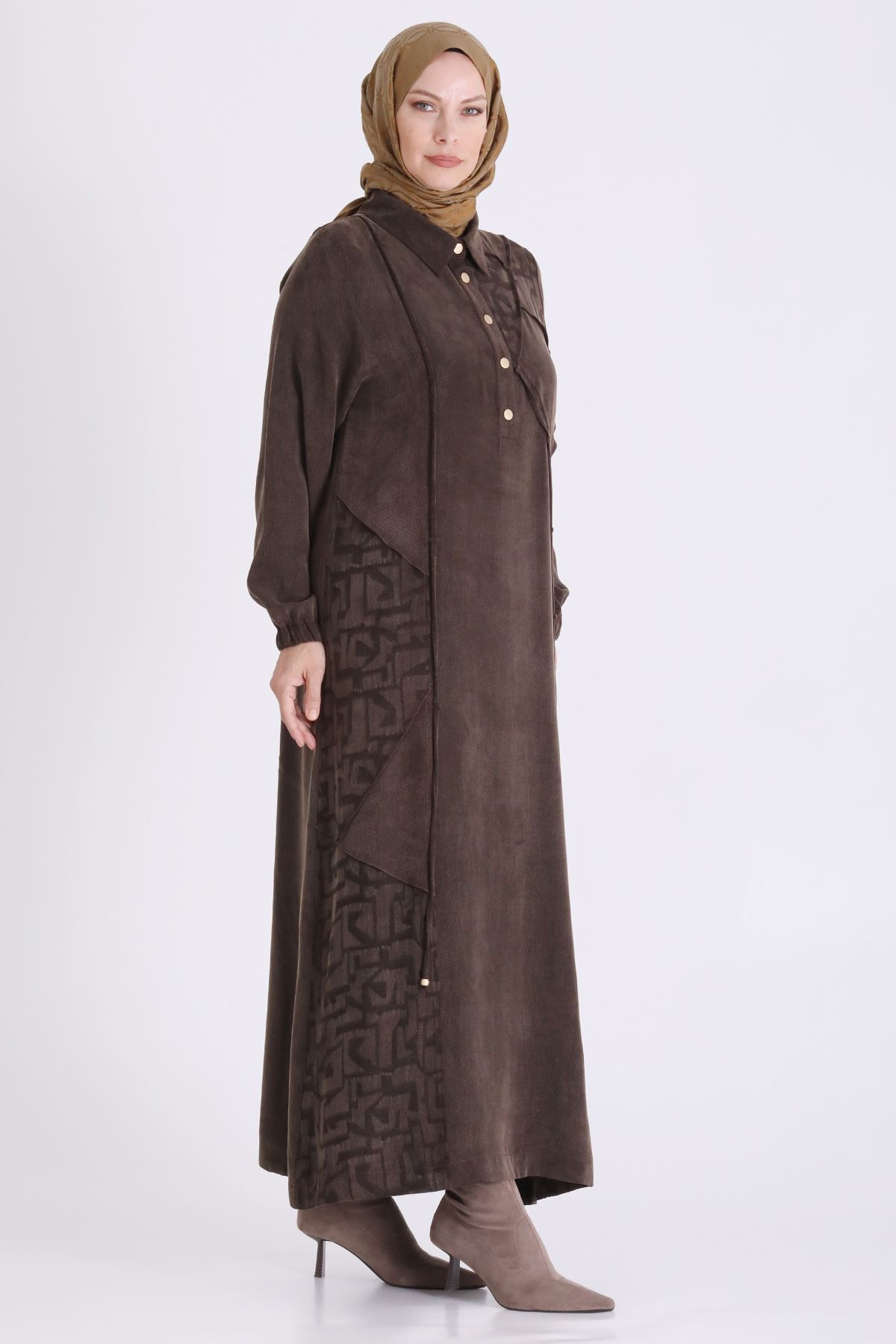 BehremTensel Elbise-LYN04737 Kahve