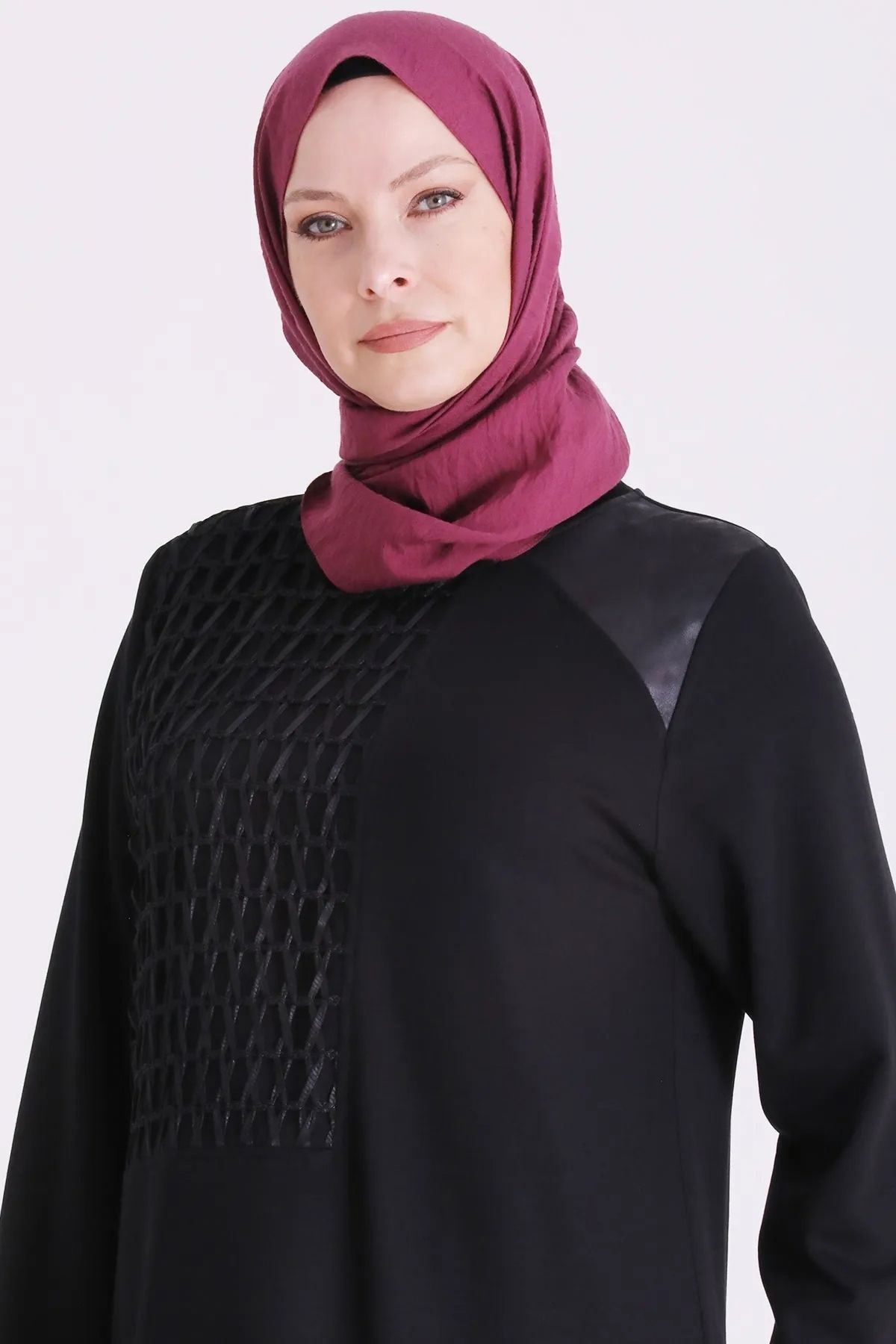 Behrem Derili Fileli Tunik-LYN04732 Siyah