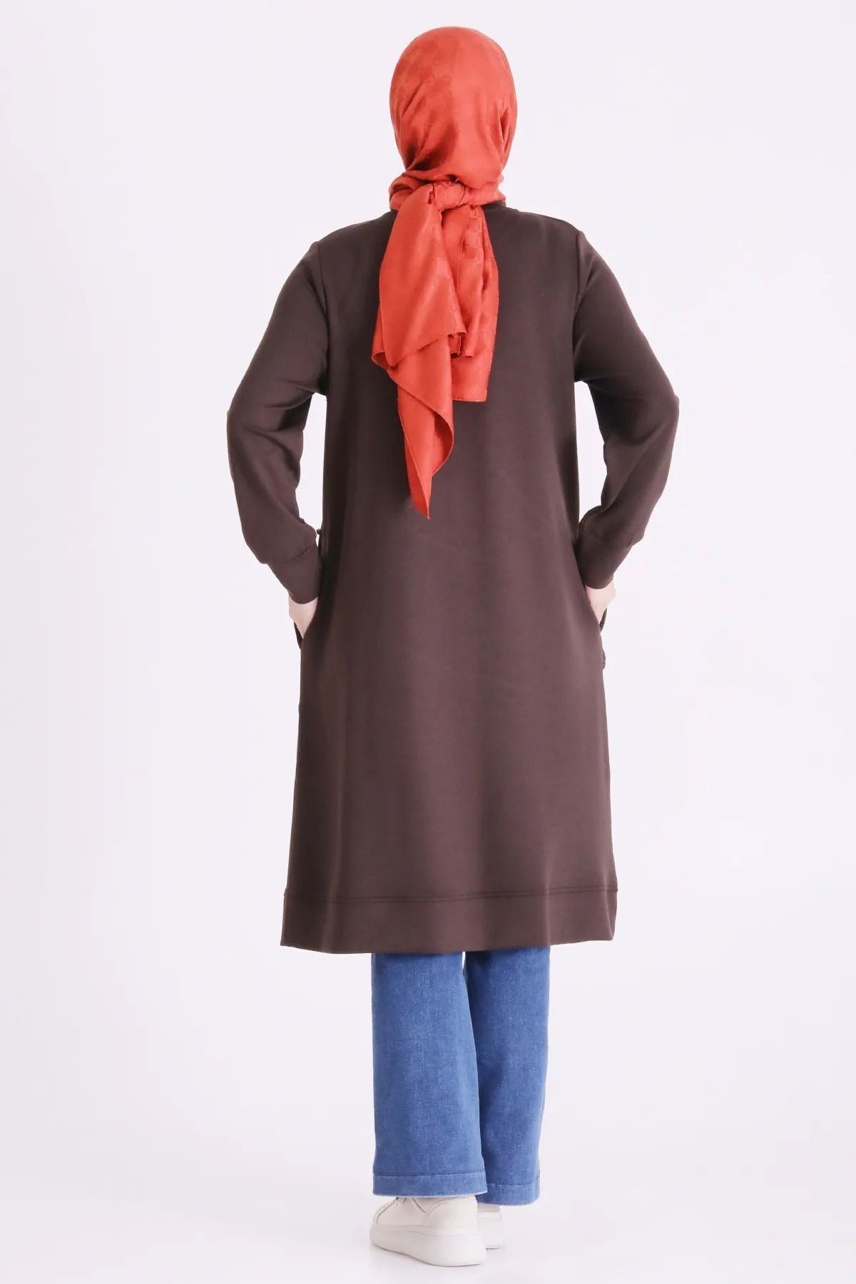 Behrem Kadife Ve Taş Detaylı Tunik-LYN04733 Kahve