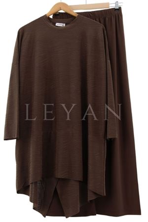Jakarlı Asimetrik Takım-LYN02513 Kahve