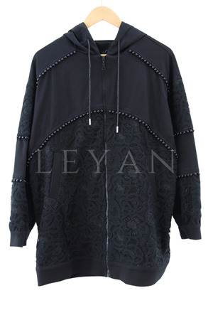 My312 İncili Dantelli Kap- LYN03308 Siyah