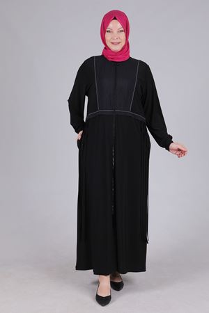 Behrem Fermuarlı Ferace- LYN03347 Siyah