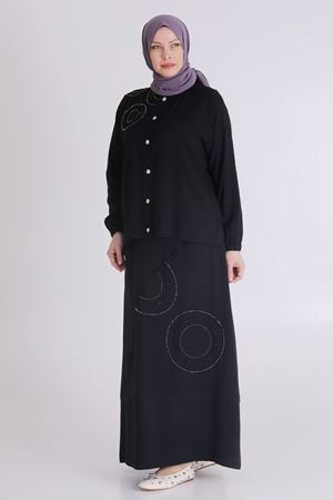Behrem Boncuk İşlemeli Takım- LYN03369 Siyah