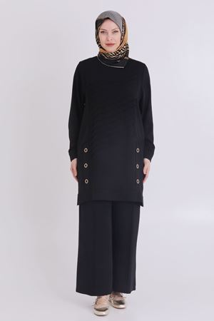 Behrem Şifon Detaylı Takım- LYN03363 Siyah