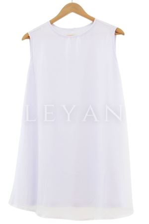 Armine Trend Önü Şifonlu Penye İçlik- LYN02644 Beyaz
