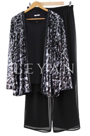 Femina Payetli Pantolonlu Takım-LYN02249 Gümüş
