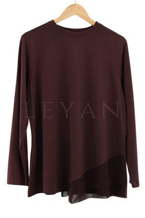 Kollu Şifonlu Tunik- LYN03287 Kahve