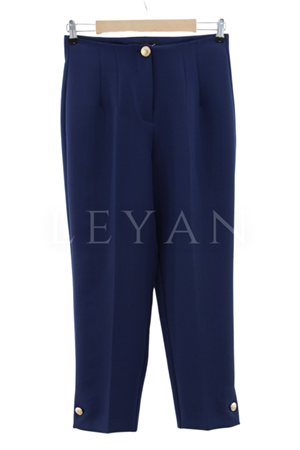 Sentez Paçası Düğmeli Pantolon- LYN03104 Lacivert