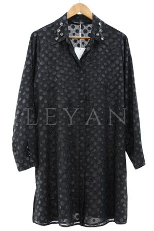 Femina Simli Taş İşlemeli Gömlek- LYN03467 Siyah