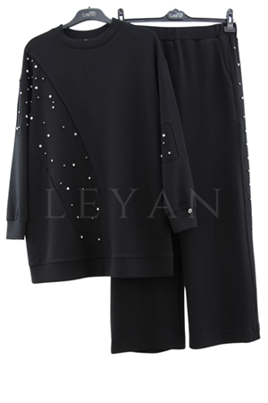 Armine Trend Taşlı İncili Takım- LYN03520 Siyah