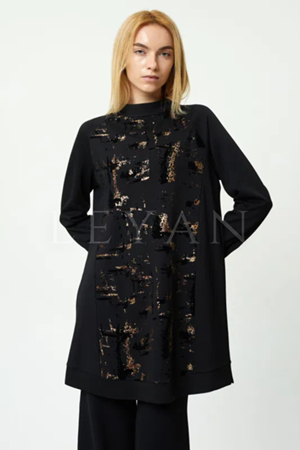 Orhan Store Jakar Baskılı Tunik- LYN03523 Gold