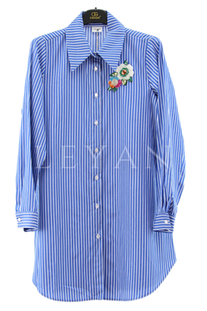 Orhan Store Taşlı Çizgili Tunik- LYN03488 Lacivert