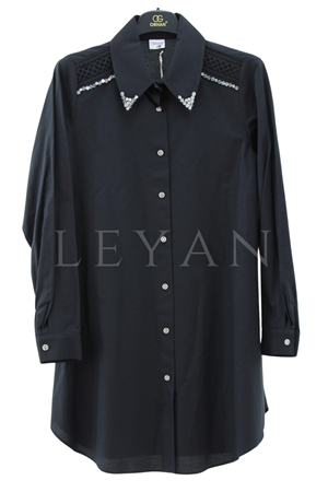 Orhan Store Küpürlü Gömlek- LYN03445 Siyah