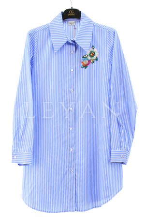 Orhan Store Taşlı Çizgili Tunik- LYN03488 Mavi