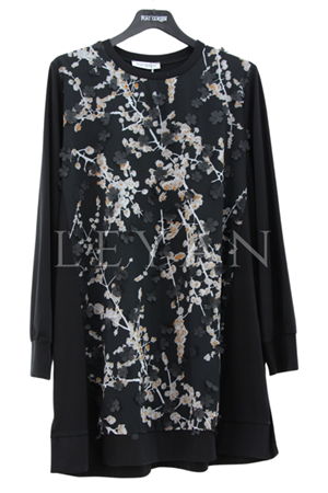 Fuat Gürşen Çiçek Detaylı Tunik- LYN03498 Siyah
