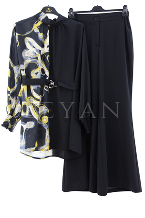 Orhan Store Desenli Takım- LYN03435 Siyah