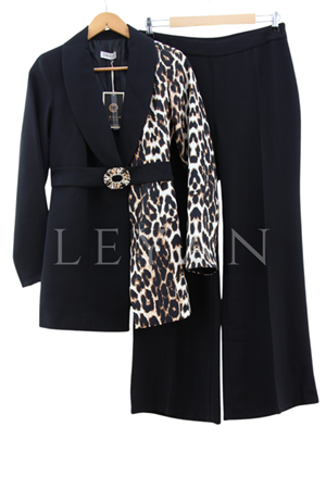 Orhan Store Blazer Ceketli Takım- LYN03611 Siyah-Leopar