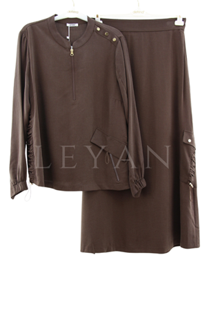 Defrina Çıtçıt Detaylı Takım- LYN03626 Kahve