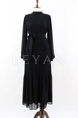 My312 Piliseli Elbise- LYN03689 Siyah