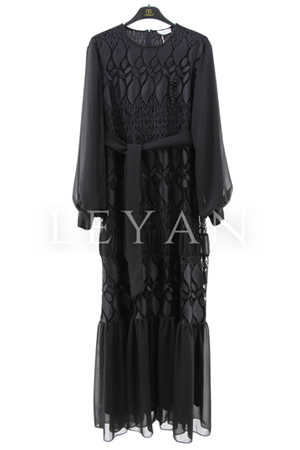 Orhan Store Güpürlü Elbise- LYN03768 Siyah