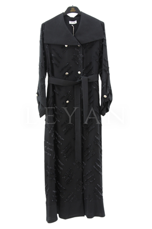 Orhan Store Püskül Detaylı Pardesü- LYN03612 Siyah