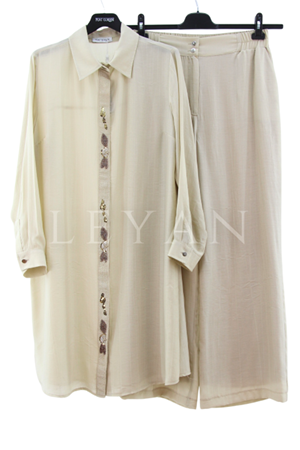 Fuat Gürşen Taş Detaylı Takım- LYN03786 Bej
