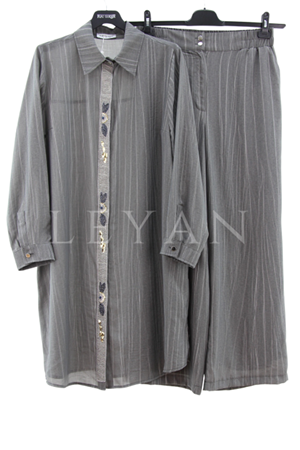 Fuat Gürşen Taş Detaylı Takım- LYN03786 Gri