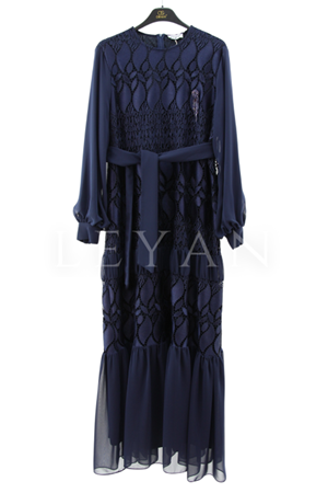 Orhan Store Güpürlü Elbise- LYN03768 Lacivert