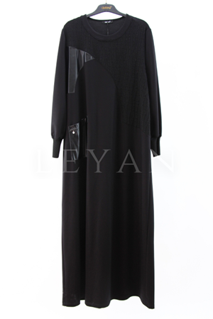 Defrina Deri Ve Jakar Detaylı Elbise- LYN03878 Siyah