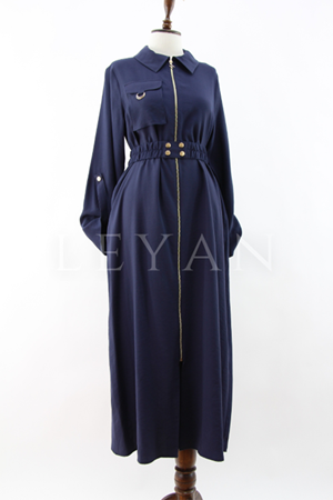 Nuss Fermuar Detaylı Elbise- LYN03860 Lacivert