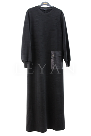Defrina Kabartmalı Elbise- LYN03873 Siyah