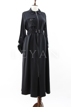 Nuss Fermuar Detaylı Elbise- LYN03860 Siyah