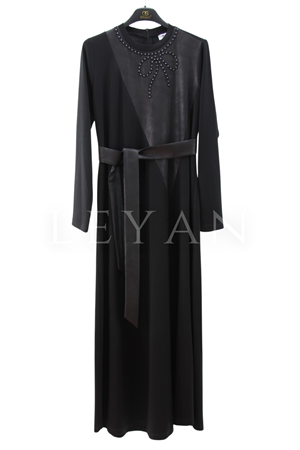 Orhan Store İşlemeli Elbise- LYN03923 Siyah