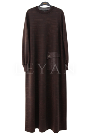 Defrina Kabartmalı Elbise- LYN03873 Kahve