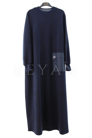 Defrina Kabartmalı Elbise- LYN03873 Lacivert