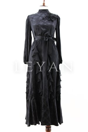 My312 Omzu İşlemeli Elbise- LYN04008 Siyah